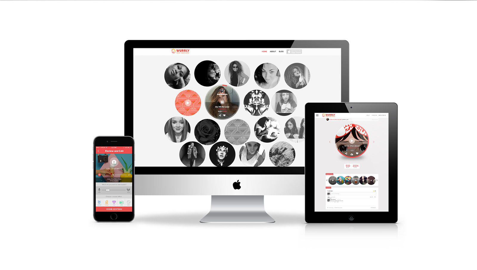 Wurrly mobile app mockup