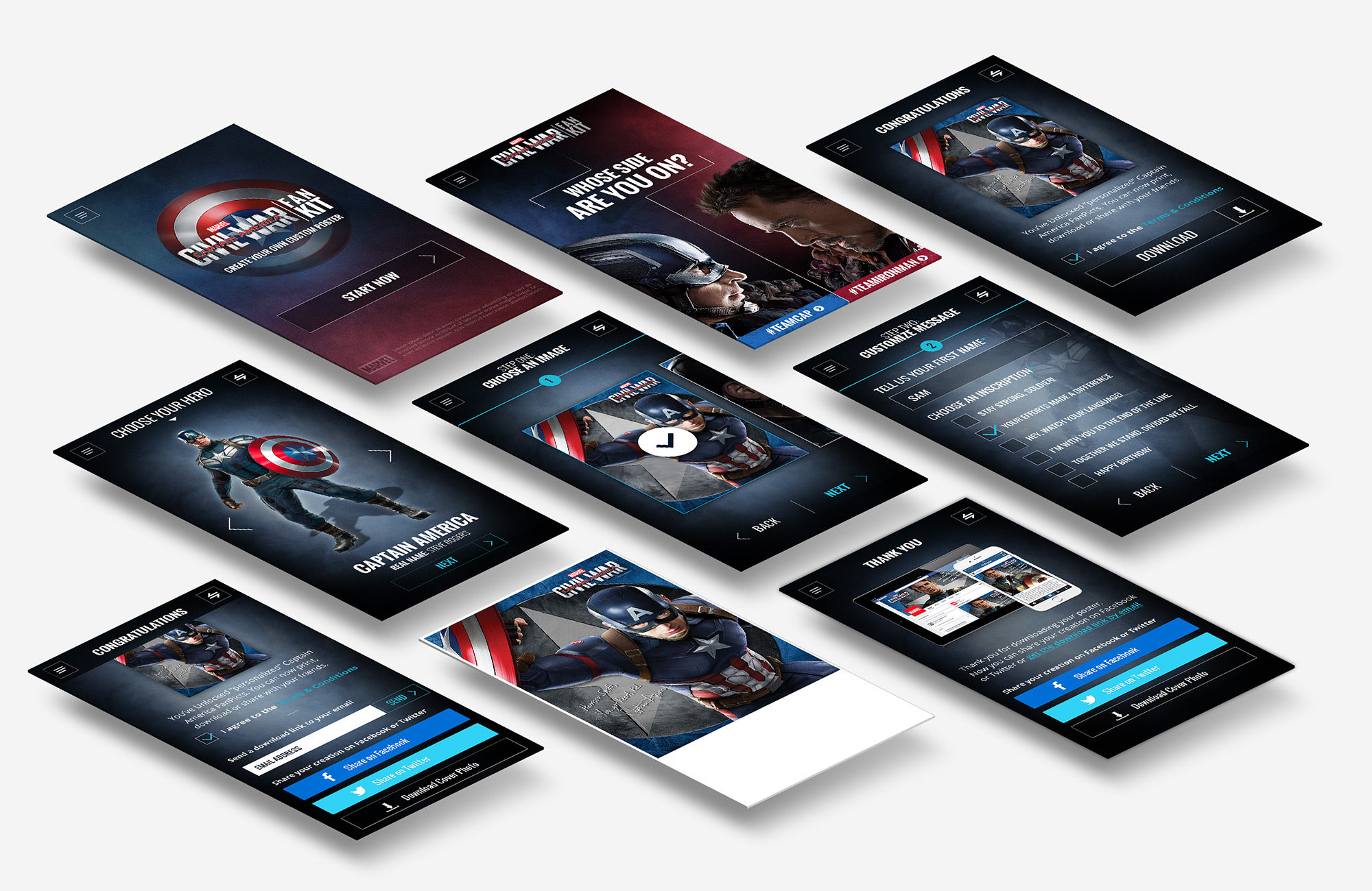 Disney Fankit mobile device responsive user interface