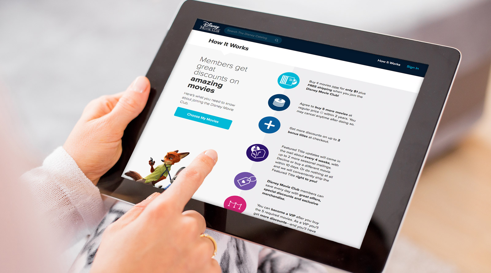 Disney Movie Club website mockup
