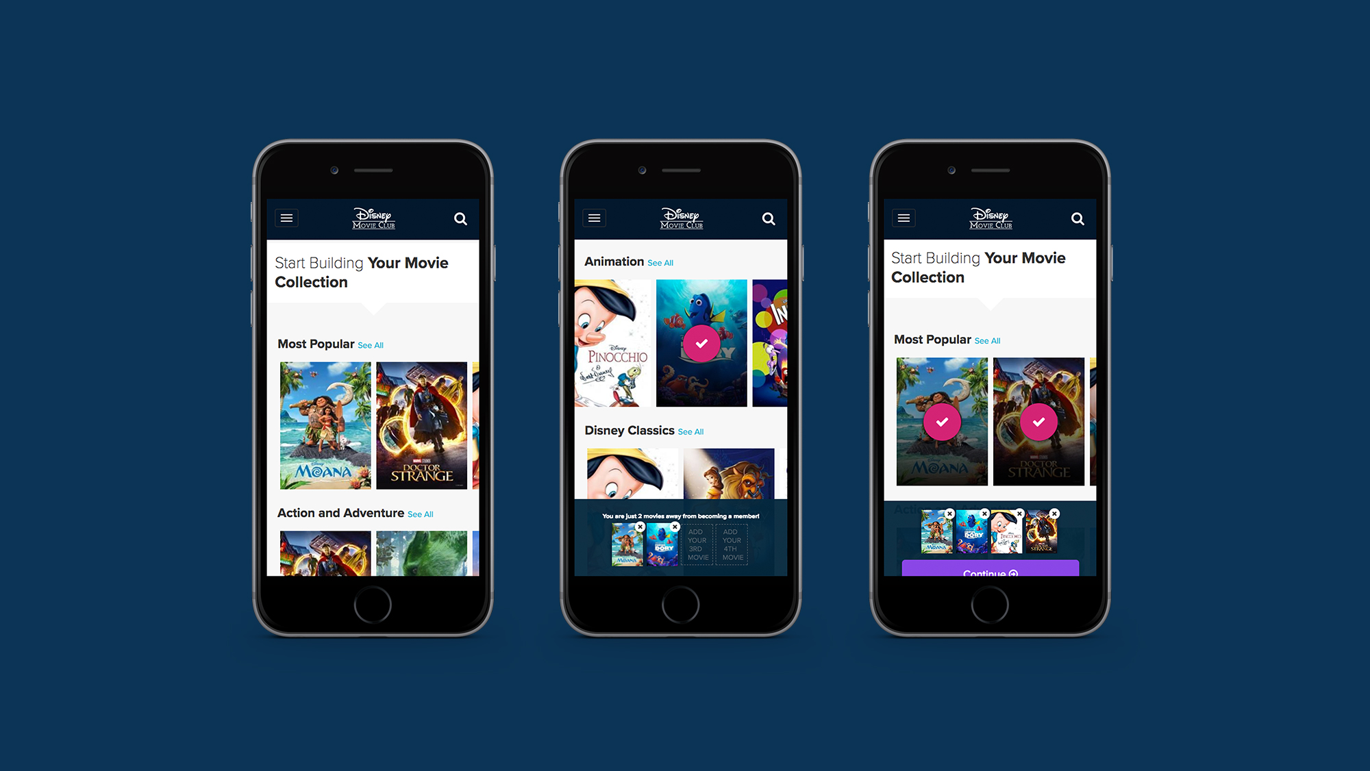 Disney Movie Club mobile mockup