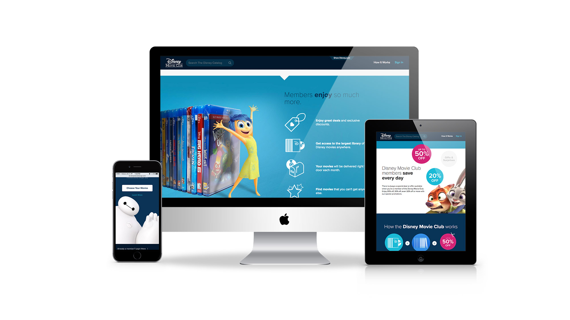 Disney Movie Club website mockups