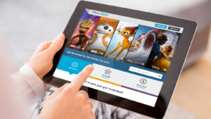 Disney Movie Rewards website mockup on tablet